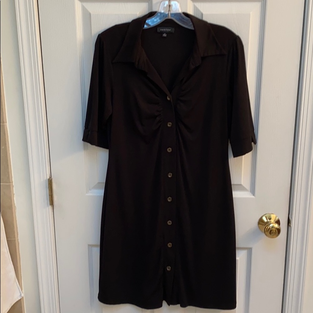 Black matte jersey rouched dress